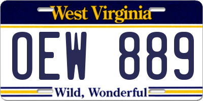 WV license plate OEW889