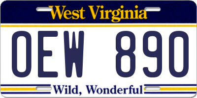 WV license plate OEW890