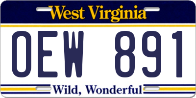WV license plate OEW891