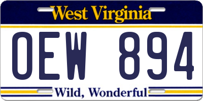 WV license plate OEW894