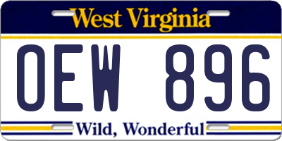 WV license plate OEW896