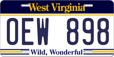WV license plate OEW898