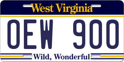 WV license plate OEW900