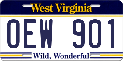 WV license plate OEW901