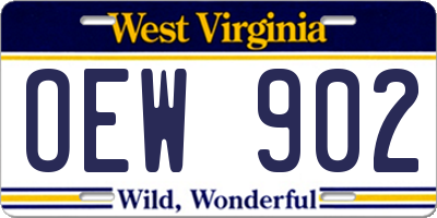 WV license plate OEW902