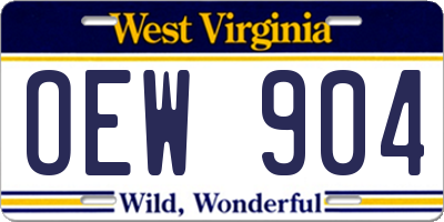 WV license plate OEW904