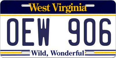 WV license plate OEW906