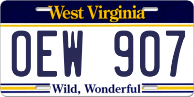 WV license plate OEW907