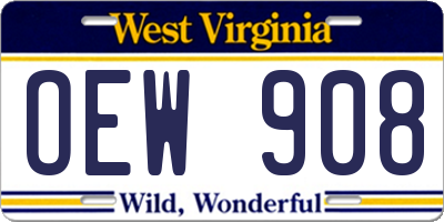 WV license plate OEW908