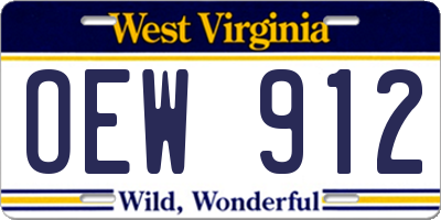 WV license plate OEW912