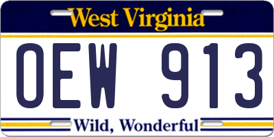 WV license plate OEW913