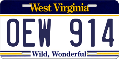 WV license plate OEW914