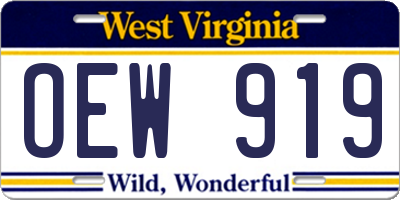 WV license plate OEW919