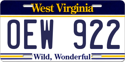WV license plate OEW922