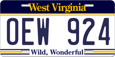 WV license plate OEW924