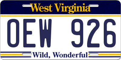WV license plate OEW926