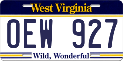 WV license plate OEW927