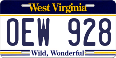 WV license plate OEW928