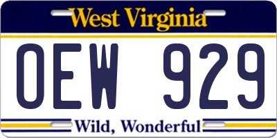 WV license plate OEW929