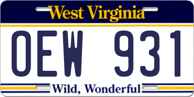 WV license plate OEW931