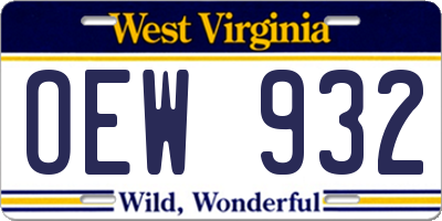 WV license plate OEW932