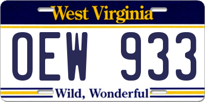 WV license plate OEW933