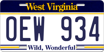 WV license plate OEW934
