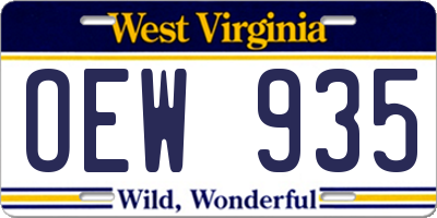 WV license plate OEW935