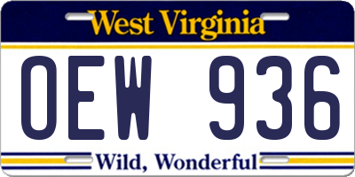 WV license plate OEW936