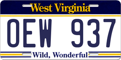 WV license plate OEW937