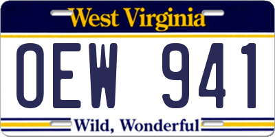 WV license plate OEW941