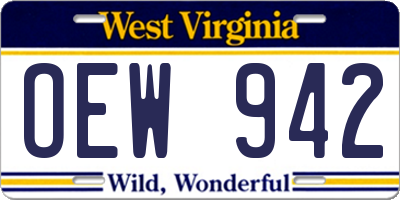 WV license plate OEW942