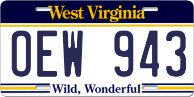 WV license plate OEW943