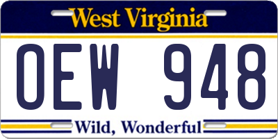 WV license plate OEW948