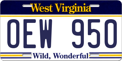 WV license plate OEW950