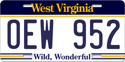 WV license plate OEW952