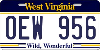 WV license plate OEW956