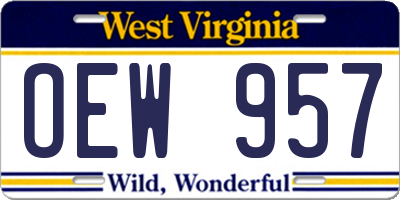 WV license plate OEW957