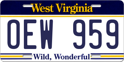 WV license plate OEW959