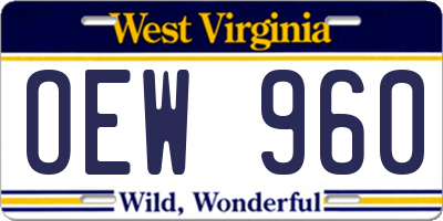 WV license plate OEW960