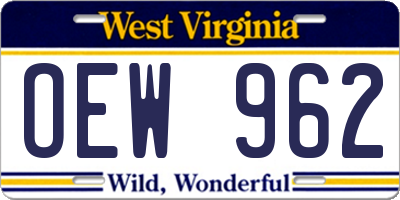 WV license plate OEW962