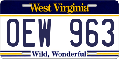 WV license plate OEW963