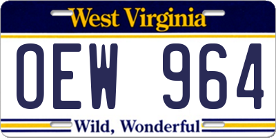 WV license plate OEW964
