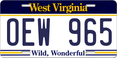 WV license plate OEW965
