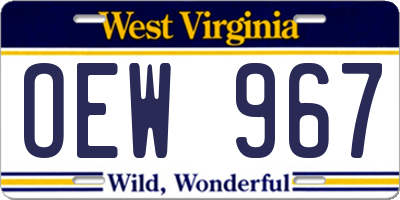 WV license plate OEW967