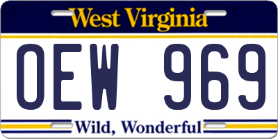 WV license plate OEW969