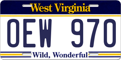 WV license plate OEW970