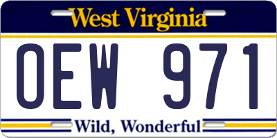 WV license plate OEW971