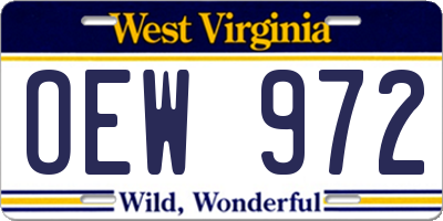 WV license plate OEW972