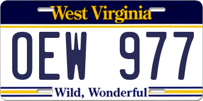 WV license plate OEW977